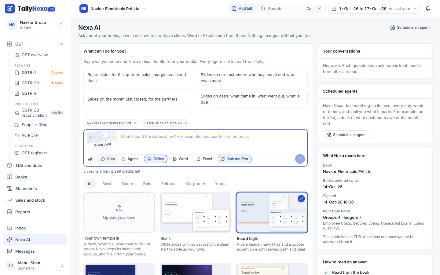 Decks, Word and Excel in TallyNexa