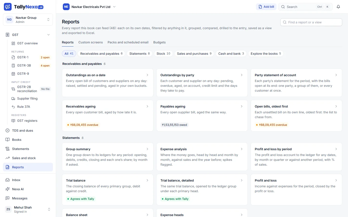 Reports in TallyNexa